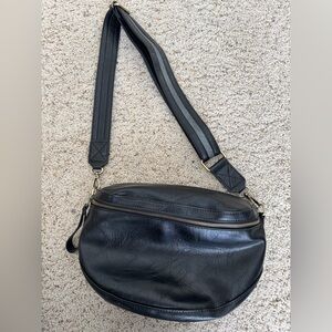 Joy Susan Black Leather Crossbody Bag